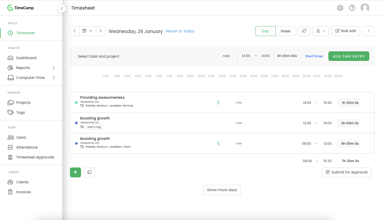 TimeCamp: No-sweat time tracking and project management