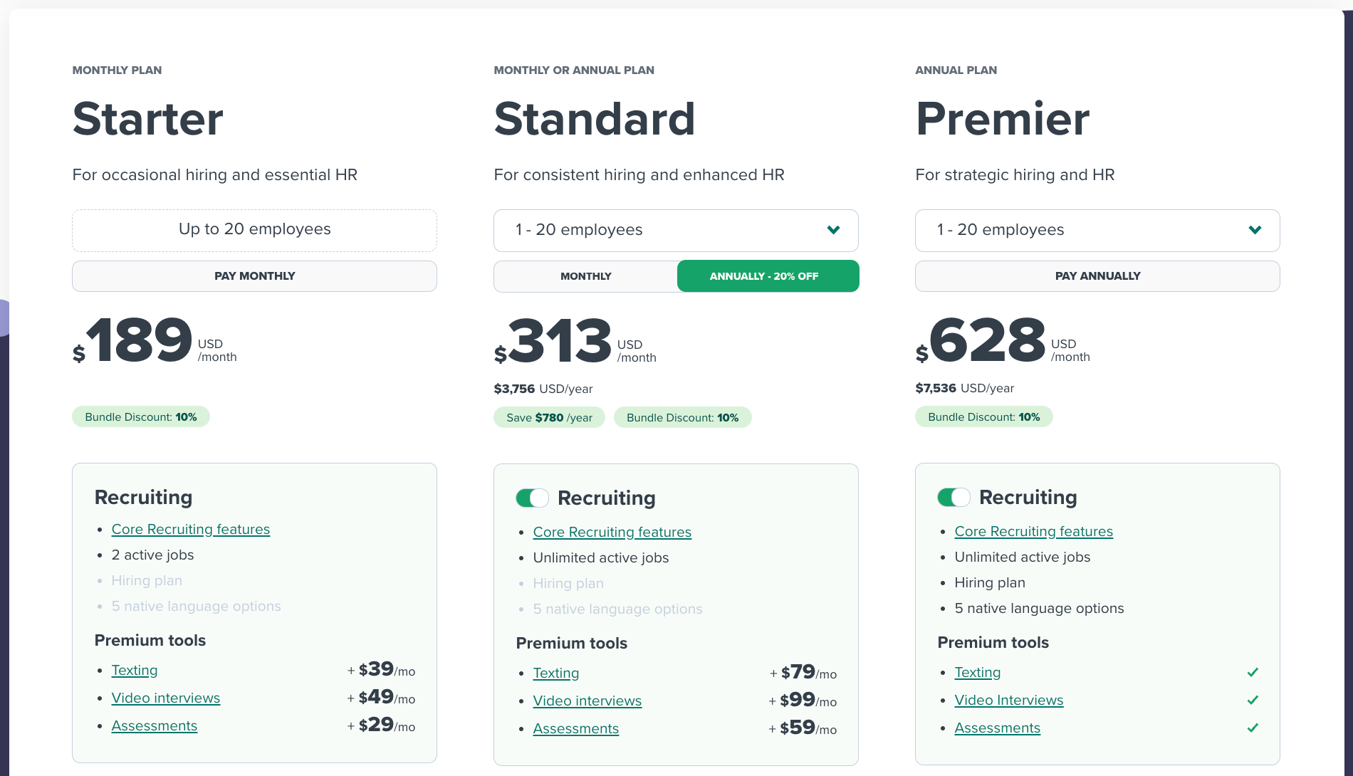 Workable pricing plans