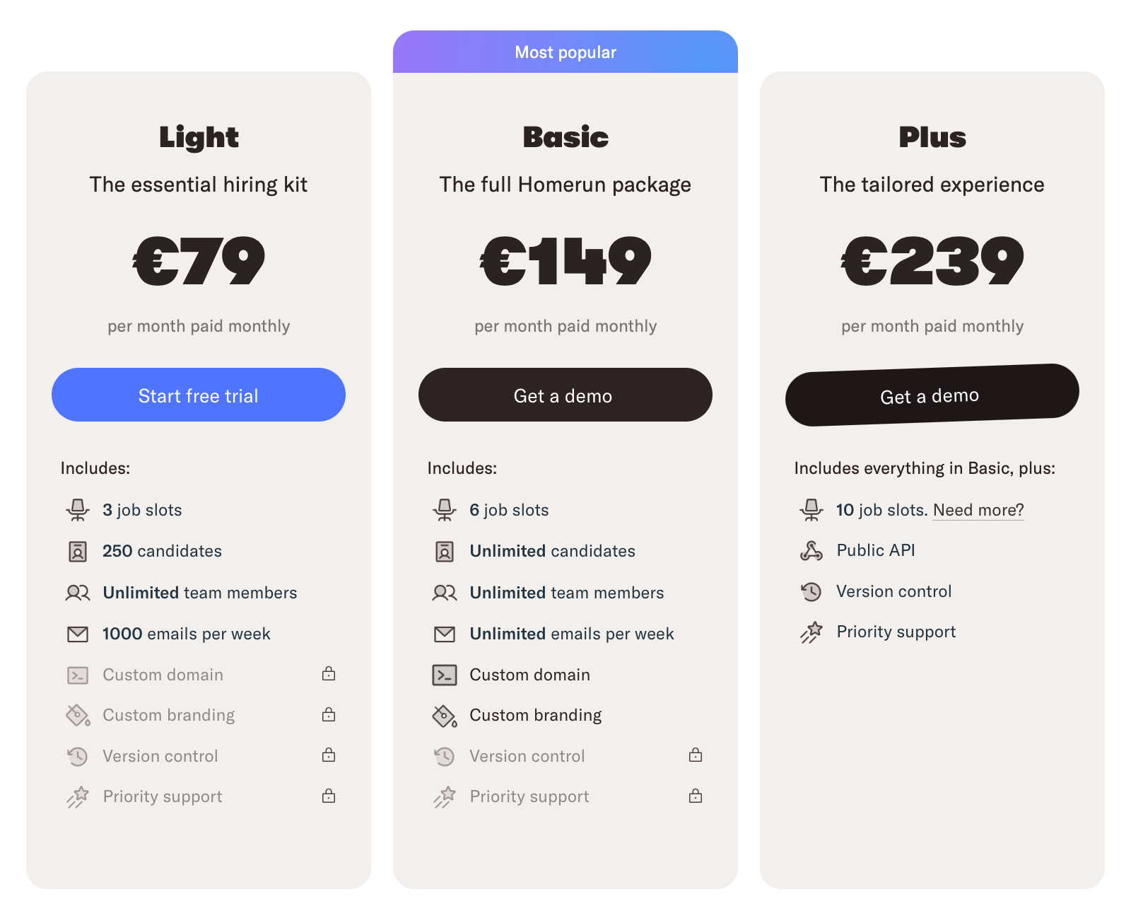 Homerun pricing