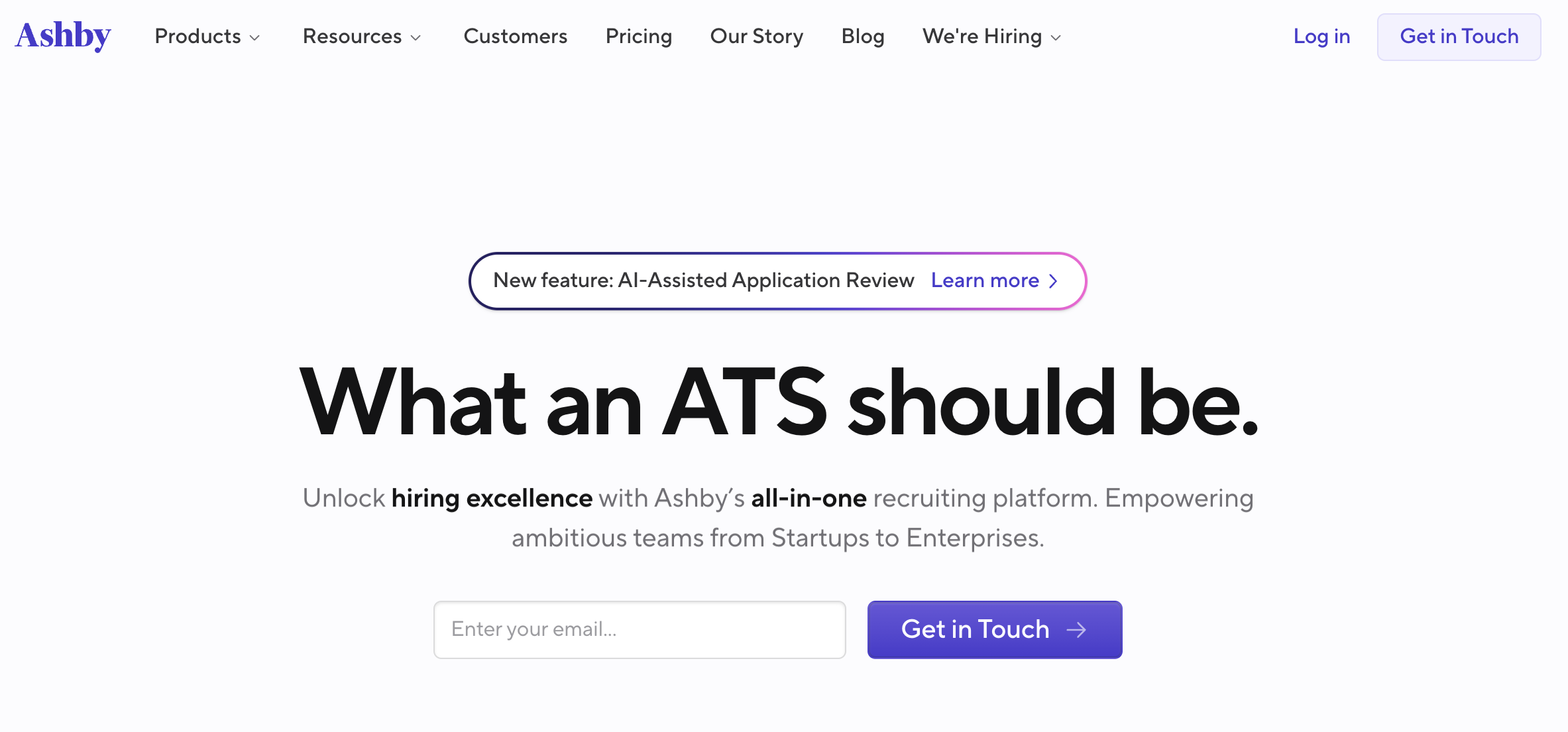 Ashby landing page