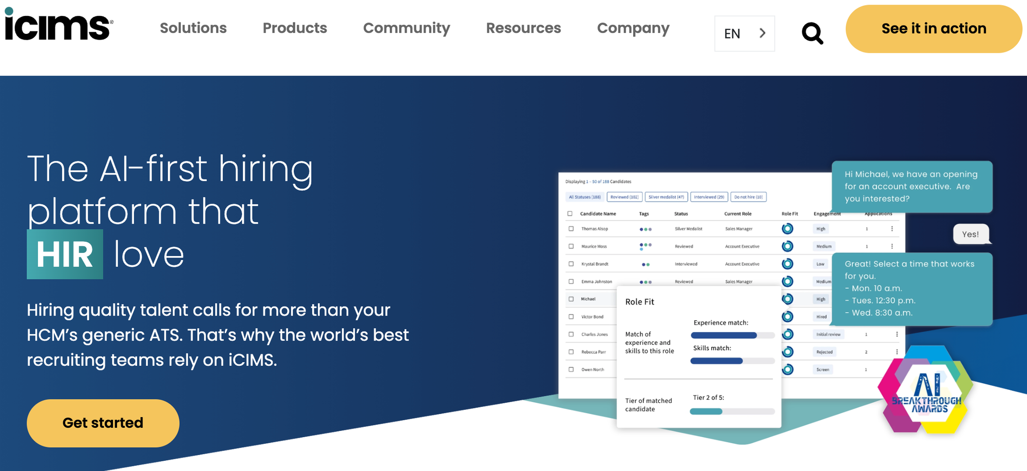 iCIMS landing page