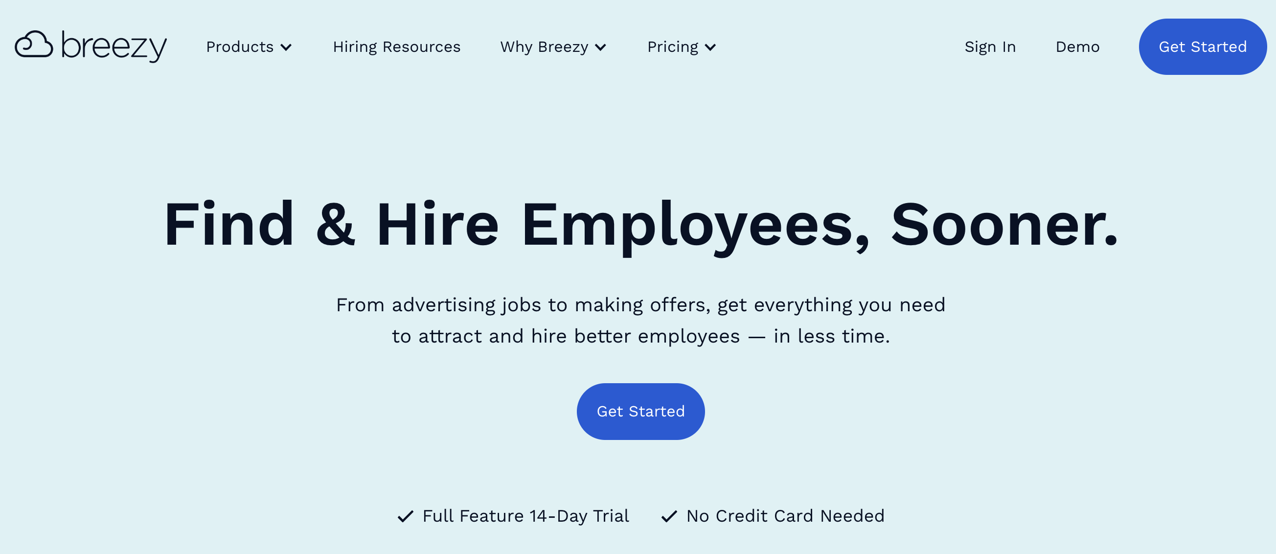 Breezy HR landing page