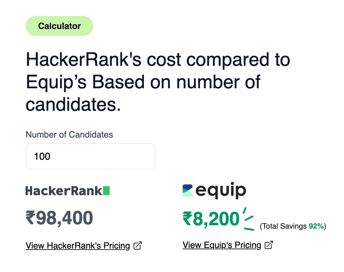 HackerRank and Equip Pricing Comparison