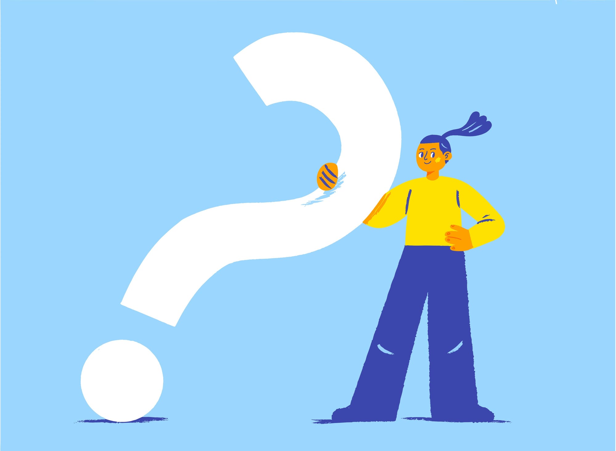 person holding a question mark