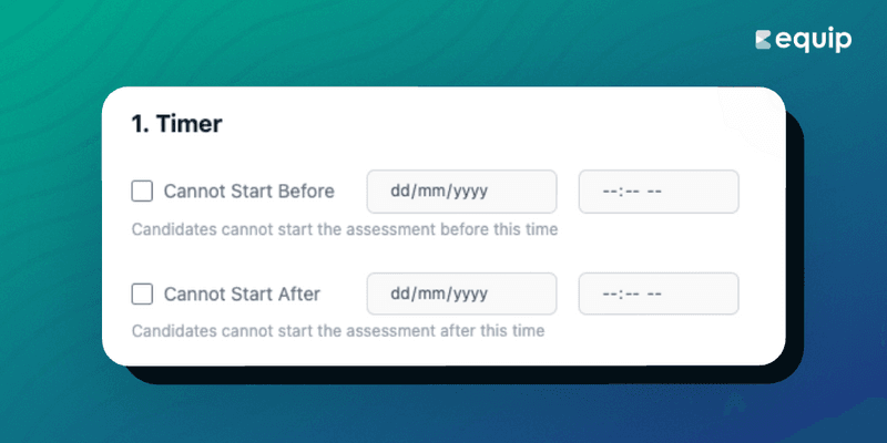 Timer Settings for an Assessment